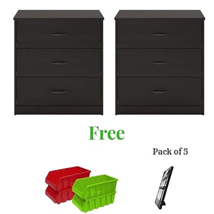 Amazon Com 3 Drawer Chest With Decorative Handles Drawer Dark