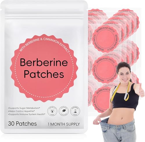 Berberine Patches, Berberine Support Patches with Berberines & Cinnamon Extract, Vegan, Helps Support Metabolism & Energy Levels (1 Pack)