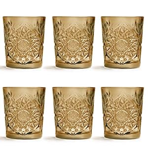 Vaso Hobstar Ocre de Libbey / – 355 ml/35,5 cl – 6 unidades – diseño vintage – apto para el lavavajillas