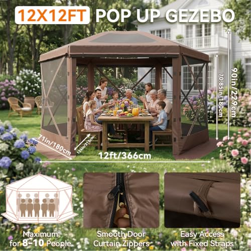 Breezestival 12x12 ft Pop-Up Gazebo Review: 6-Sided Screen House with Detachable Top image 14