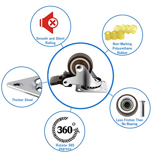 2 Caster+Wheels+Swivel+Casters+Polyurethane