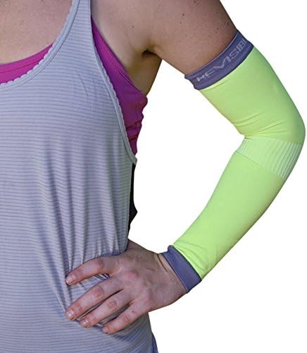 Arm Compression Sleeves - For Men, Women & Youth - BeVisible Sports - Support for Tennis Elbow, Golfers Elbow, Tendonitis, Weightlifting, Power lifting, Crossfit, Football, Basketball, Baseball, Golf, Cycling, Running, Volleyball & Athletics - Protects From UV Rays, Sun & Scratches - Boosts Circulation & Helps Recovery After Exercise - 1 Pair - Satisfaction Guaranteed