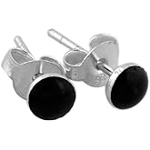 Sterling Silver 4mm Simulated Round Black Onyx Stud Earrings