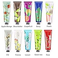 Ownest 10 Pack Fruits Extract Fragrance Hand Cream,Moisturizing Hand Care Cream Travel Gift Set with Shea Butter For Men And Women-30ml