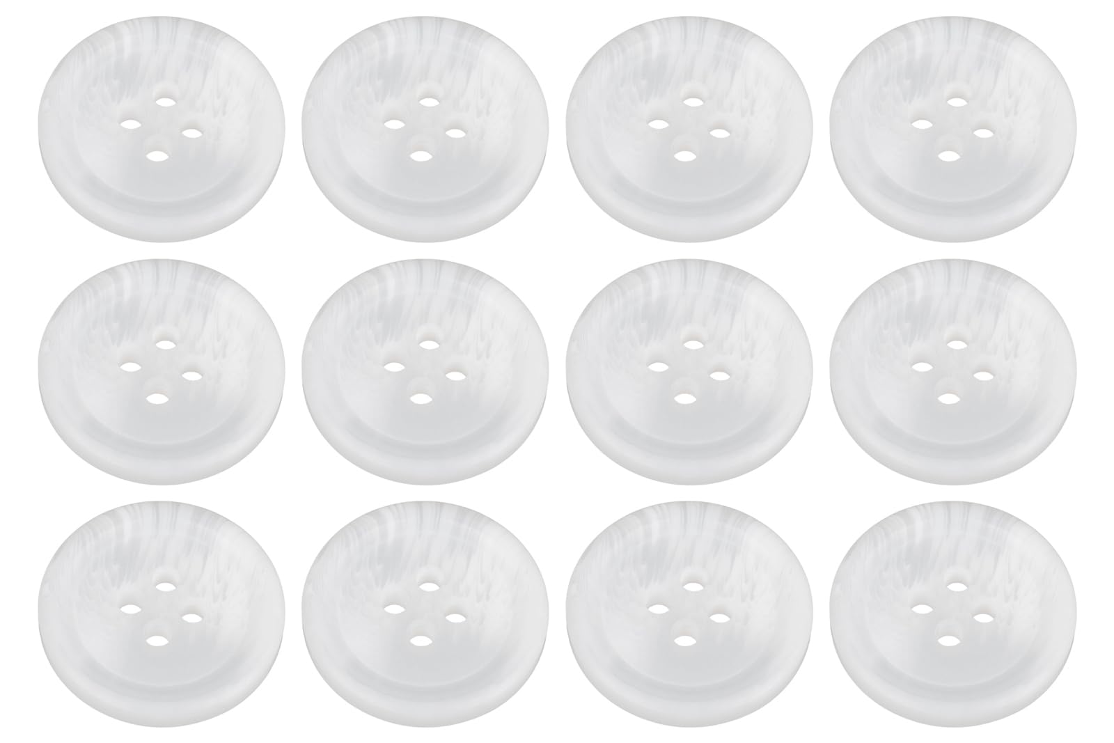Pack of 12 White 20mm Round Faux Horn Sew On Plastic Buttons for Coats Jackets Cardigans Flat 4 Holes 32L