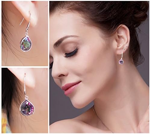 Ayutthaya Shop Drinking Water 6.8ct Mystic Light Rainbow T Opaz Sterling Silver Earrings 925 Sterling Silver New Fine Jewelry For Women