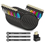 Aurum Cables - Pack of 10 High Speed HDMI Cable 2.0 with Ethernet - Supports 3D & Audio Return Channel [Latest Version] - 10 Feet - With 90 Degree Angle Adapter and Velcro Cable Tie - 10 Pack