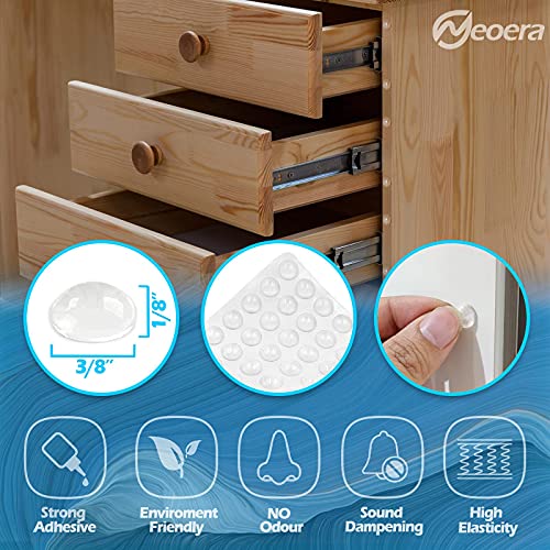 Neoera Door Bumpers Rubber feet (200pcs, 3/8” Dia, Clear Round