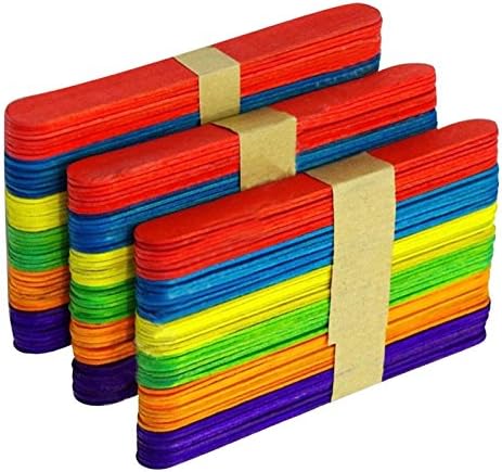 Liangxiang Pack of 100pcs Jumbo Colored Wood Craft Sticks Wood Applicators Stick for DIY Art Craft and or Making Frozen Dessert