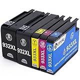 Sotek Replacement HP 932XL HP 933XL High Yield ink Cartridges, Compatible with HP Officejet 6600 6100 6700 7110 7610 7612 Printers (1 Set + 1 BK)