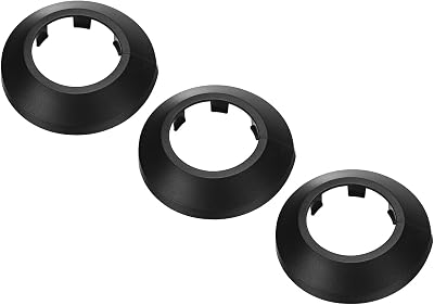 PATIKIL 3x Black PP Plastic Water Pipe Cover Collar Flange 1.26" Wall Drain