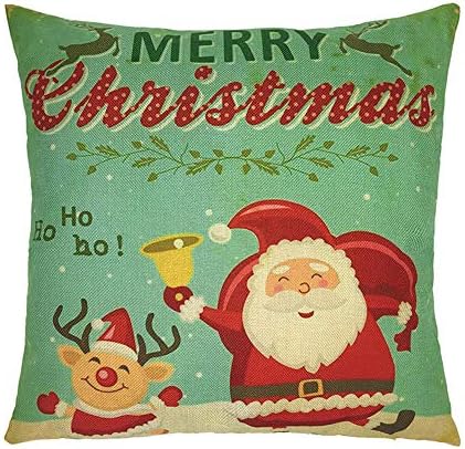 Happy Christmas Pillow Cases Linen Sofa Cartoon Cushion Cover Home Decoration Duseedik