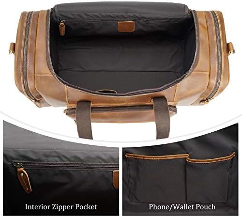 Polare 23" Full Grain Cowhide Leather Gym Duffle Weekender Overnight Travel Duffel Bag For Men 4 Polare 23" Full Grain Cowhide Leather Gym Duffle Weekender Overnight Travel Duffel Bag For Men