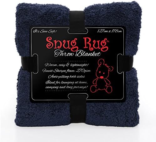 Snug Rug Special Edition Luxury Sherpa Fleece Throw Blanket (Navy Blue) - Image 3