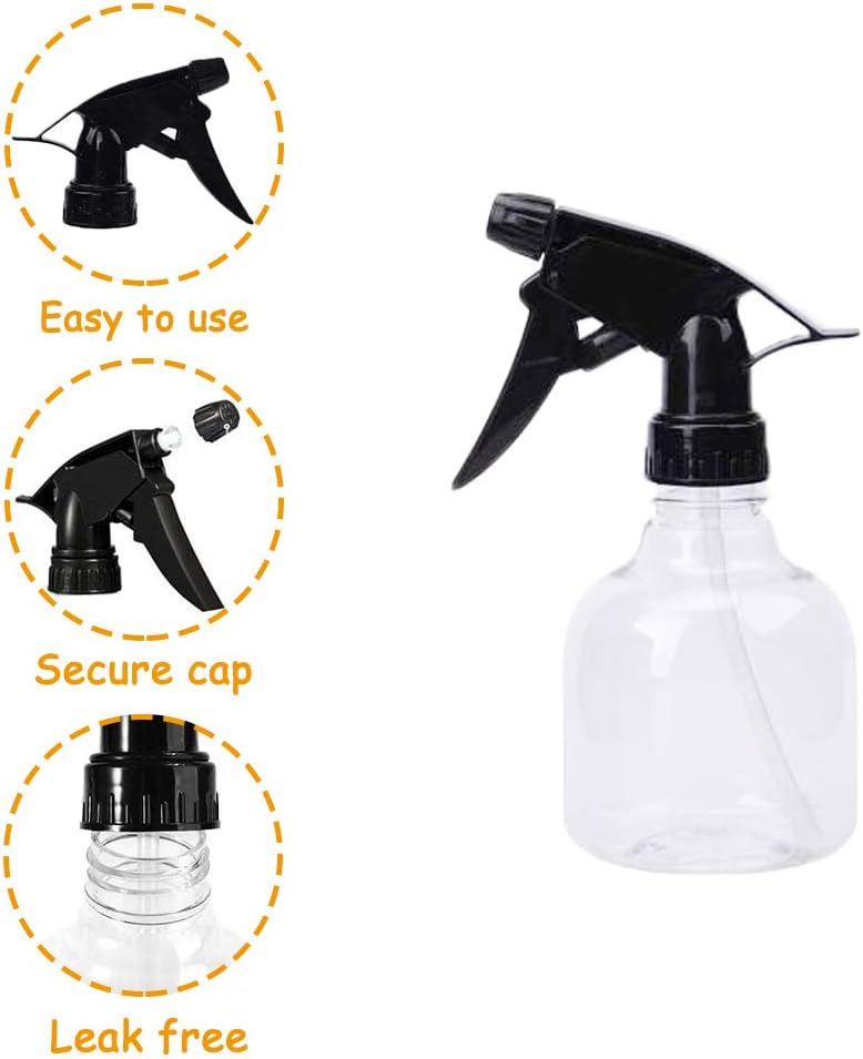 7 Pcs 8 Oz Empty Plastic Spray Bottles with Black Trigger Sprayer, Adjustale Nozzle Sprayer Refillable Sprayers for Planting, Cooking, Hair and Cleaning Solutions : Garden & Outdoor