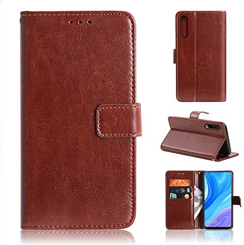 Huawei Y9S Case with Magnetic Buckle Luxury Soft Flexible PU Leather Wallet Cards Holder Flip Case PU Leather Protective Cover for Huawei Y9S (Brown)