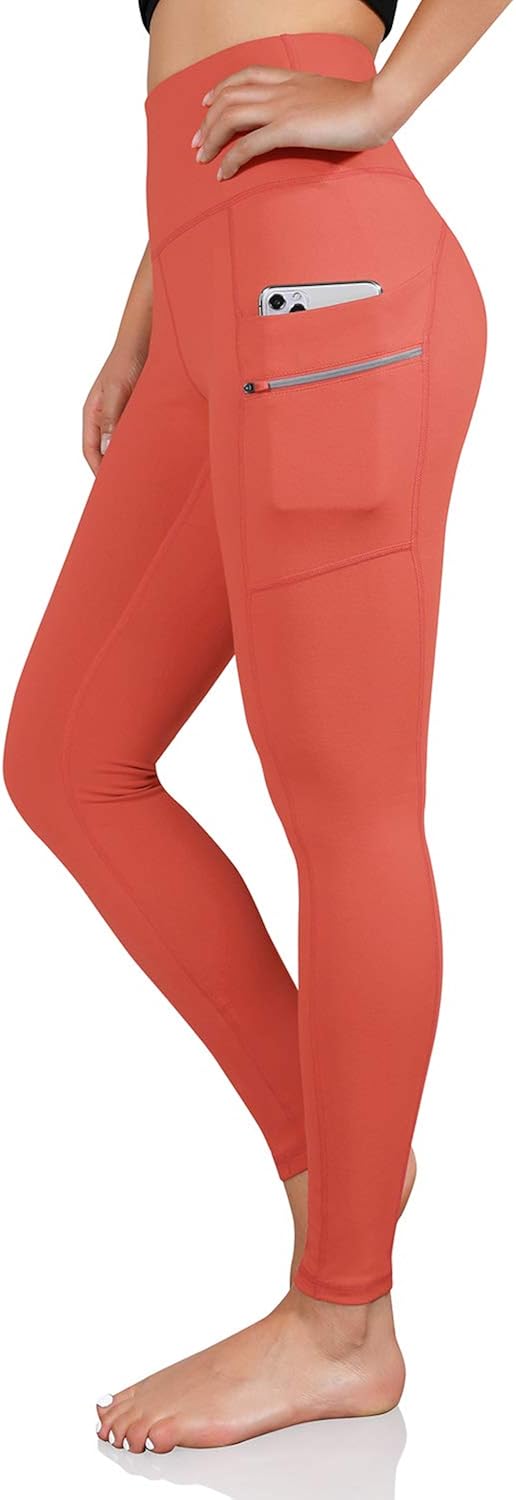 ODODOS Women's High Waisted Full-Length Dual Pockets Workout Leggings, Yoga Running Gym Athletic Leggings: Clothing