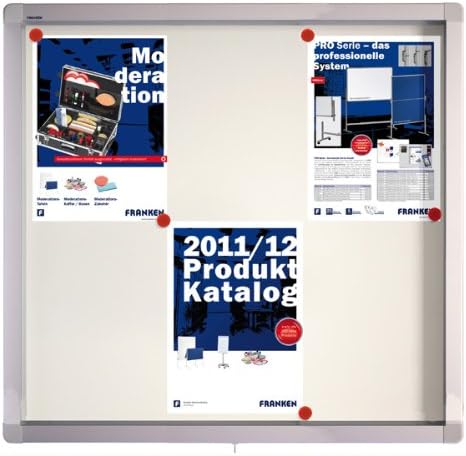 Franken GmbH SK8SE Display Cabinet 8 x DIN A4 Writing Board Format 70 x 98 x 4.5 cm White