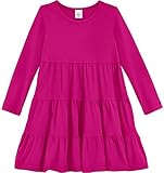 City Threads Big Girls' Super Soft Cotton Long Sleeve Tiered Dress (Size 7-16)