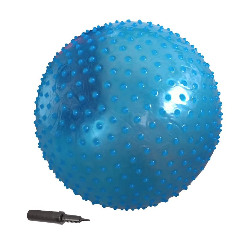 Playlearn Large Textured Pilates Ball for Fitness Yoga-Blue 67cm Gym Balls for Pilates,Pregnancy, Yoga & Balance-Inflatable Exercise Swiss Ball with Pump for Office Home Gym