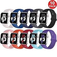 Kaome Sport Band Compatible with Apple Watch Band 40mm 38mm, Soft Durable Strap, Women Men Replacement Wristband for iWatch Band Series 4, Series 3, 2, 1, Breathable Colorful Design-M/L 10 Pack