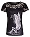 TrendiMax Women Gothic Skull Tank Tops Punk Rock T Shirt Lace Patchwork Floral Death Top Blouse