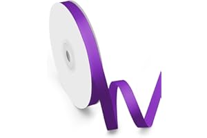 Isaspire 3/8" Width x 50 Yards Satin Fabric Ribbon, Thin Purple Ribbon Perfect for DIY Bows, Swags, Gift Wrapping, Craft, Flower Bouquet，Christmas and Halloween Party Decoration