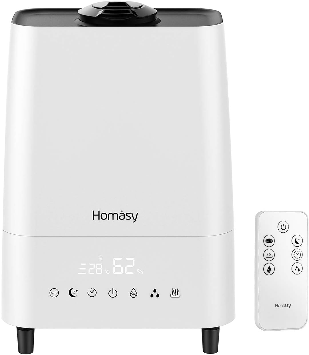 Homasy 5.5L Humidifier, Warm and Cool Mist Humidifier with Customized Humidity, Remote Control, LED Touch Display, Sleep Mode, 23dB Whisper-Quiet Ultrasonic Humidifier for Large Bedroom, Office