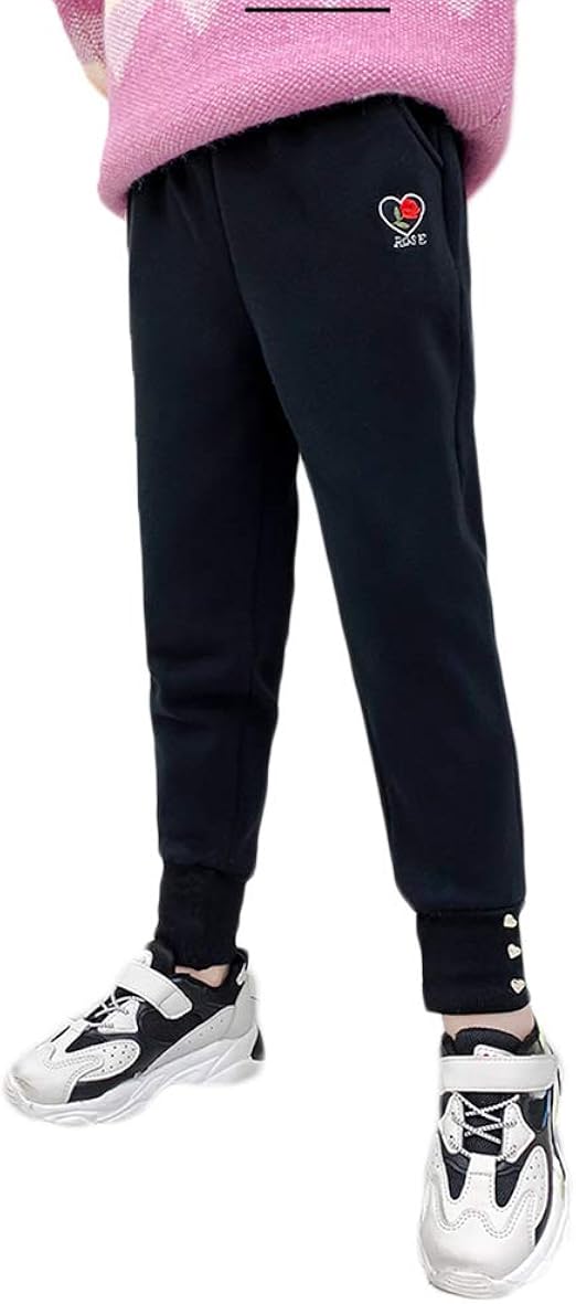 Girls Jogging Bottoms Sports Trousers Kids Warm Pants Fleece Lined