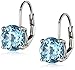 Amazon Collection Sterling Silver Round Blue Topaz Lever-Back Earrings