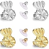 AmzonBasics - Original Magic Earring Lifters Adjustable Earring Lifts Earring Backs Bullets and Patches 2 Pairs Earring Lifters Backs Silver (Earring liters)