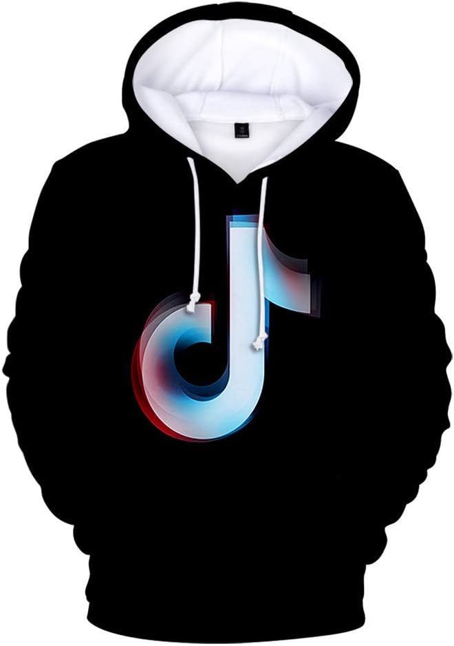 Unisex TIK Tok Hoodies 3D Printed Long Sleeve Sweatshirt Top Casual Hoody with Kanga Pocket