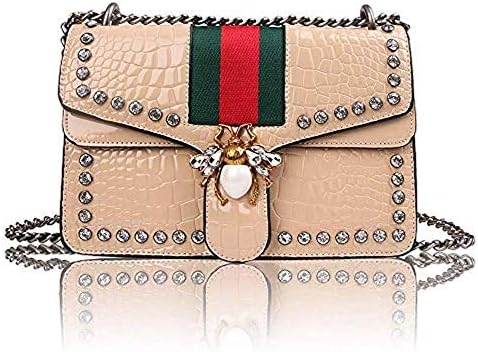 UNYU Designer Shoulder Bag for Women, Fashion Bee Crossbody Bag Handbags with Chain,PU Leather Shoulder Bag,Single Shoulder Messager Bags For Fashion Ladies Girls