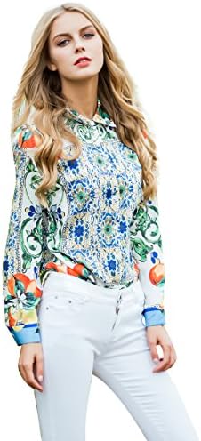 2017 Spring Summer Fashion Sicily Style Print Turn-Down Collar Long Sleeves Sweet Flowers Women Blouse (14)