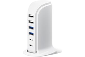 XPLUS USB Charger, Charging Station for Multiple Devices 45W, Fast Charging Blocks with Dual Type C Ports, 4 USB Charging Hub Organizer Multiport for iPhone, Ipad, Smartphones, Travel Accessories