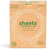 Sheets Laundry Club - Liquidless Laundry Detergent Sheets, 100 Loads - Fresh Linen Scent, Eco-Friendly, Quick-Dissolving Formula, Hypoallergenic, Septic Safe, Plastic-Free Packaging - 50 Sheets