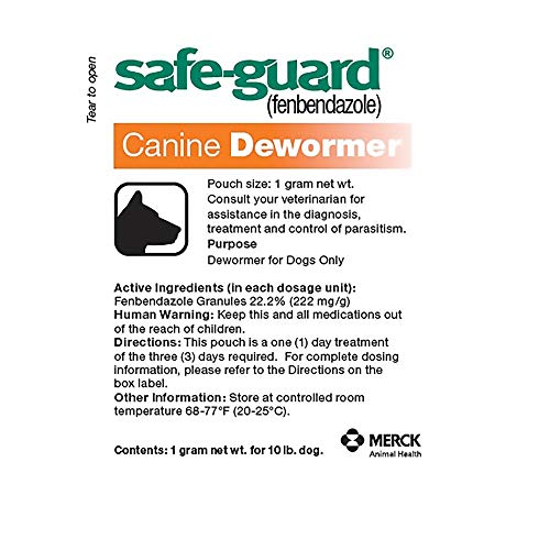 SafeGuard (fenbendazole) Canine Dewormer for Dogs, 1gm pouch (ea