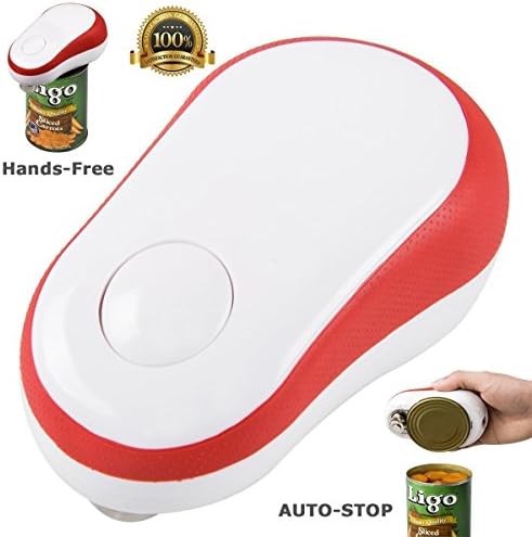 Electric Can Opener, Restaurant Can Opener, Can Master Automatic One Touch Hands Free Smooth Edge Can Opener for Arthritis (Red)