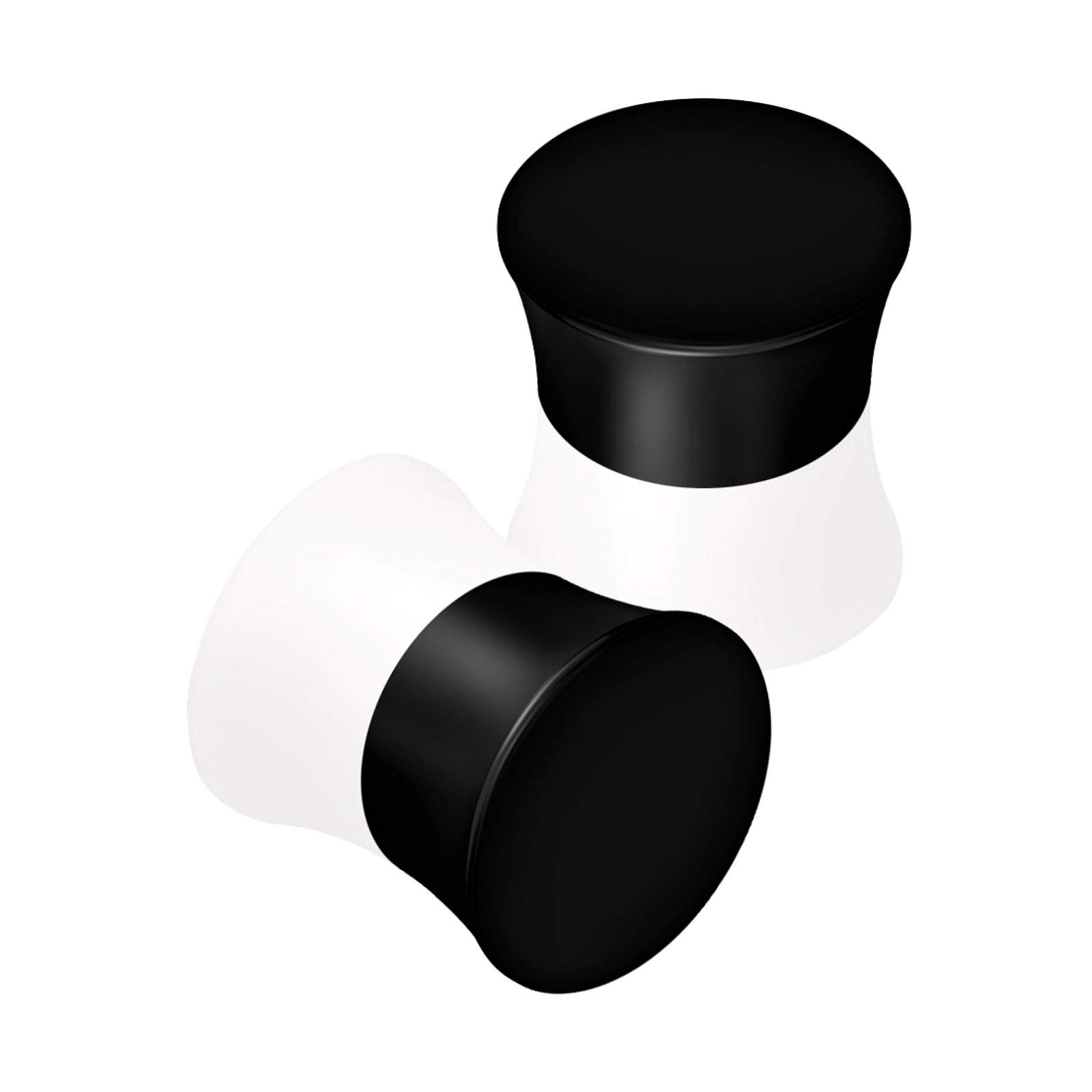 2 x Black Silicone Double Flared 2 Tone Ear Stretchers, Silicone, N/A