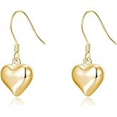 SLUYNZ Solid 925 Sterling Silver Heart Drop Earrings for Women Teens Love Heart Dangle Earrings Hook