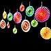 Adorox Set of 6 Holidays and NEW YEAR'S EVE Vibrant Bright Colors Hanging Paper Fans Rosettes Party Decoration for Holidays 8