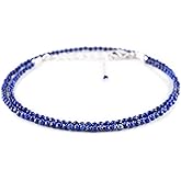 YANARA Natural Choker Necklace For Women Beads Dainty Jewelry for her, Birthstone, Energy Crystals, Silver Plated Chain 18 inch Gifts For Her