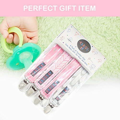 Pacifier Metal Clip (4 Pack) for Babies, Infants, and Toddlers Unisex