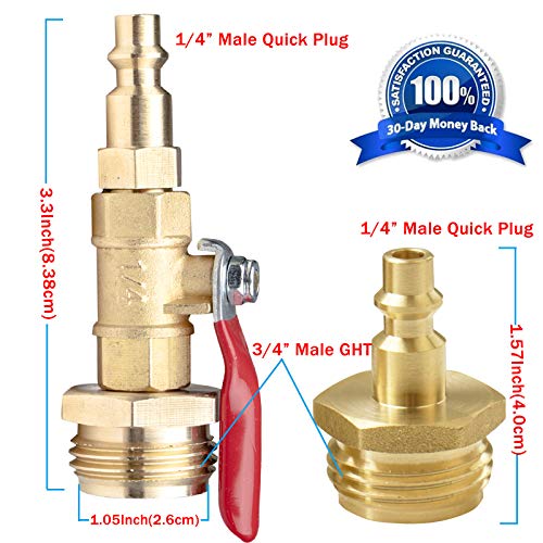 WHK RV Winterize Blowout Adapter,Blow Out Plug with 1/4 Inch Male Brass