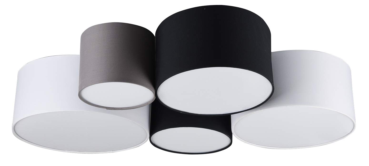 Trio Leuchten Hotel 693900517 Ceiling Light Fabric Shade in White/Black/Grey Excluding 1 x E27