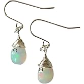 Genuine Opal Drop Earrings for Women – Sterling Silver Dangle Earrings, October Birthstone Jewelry
