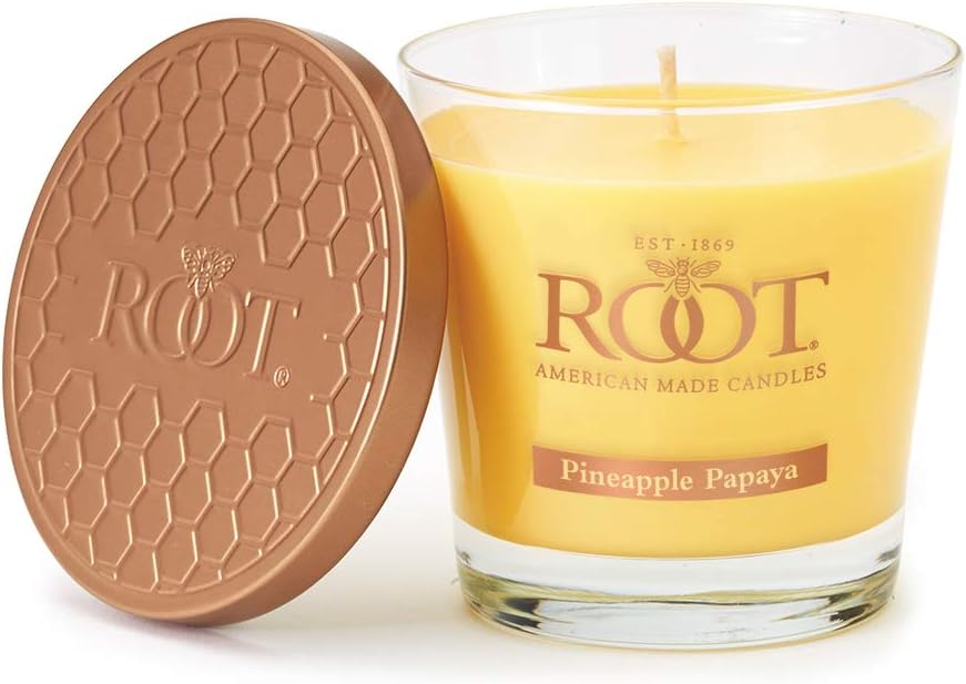Root Candles Honeycomb Veriglass Scented Beeswax Blend Candle, Small, Pineapple Papaya: Home & Kitchen