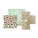 Reusable Beeswax Food Storage Wraps - 5 Piece Assorted Size Variety Pack (3 Small, 1 Medium, 1 Large) - Organic, Sustainable & Washable - Made in the USA - Plastic Free & Biodegradable
