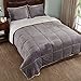 Peace nest Sherpa Comforter Queen Set 3 Pieces Reversible Sherpa Comforter Set Down Alternative Comforter Set with 2 Pillow Cases Ultra Soft Fluffy All Season Comforter, Gray, Queen Size