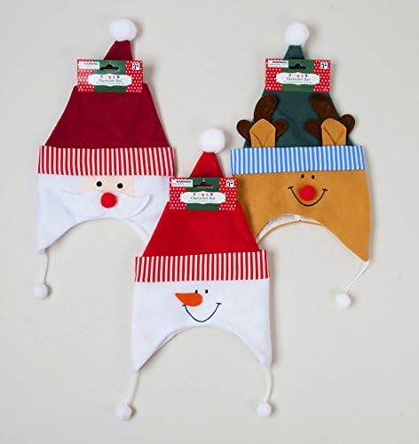 Set of 3 Children/Kids Holiday Character Hat w/Pompom – Santa,Reindeer,Snowman